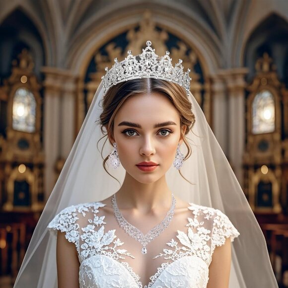 Crowns and Tiaras Jewelry Sets Alloy Steel Crystal Perfect for Weddings - Picture 9 of 9